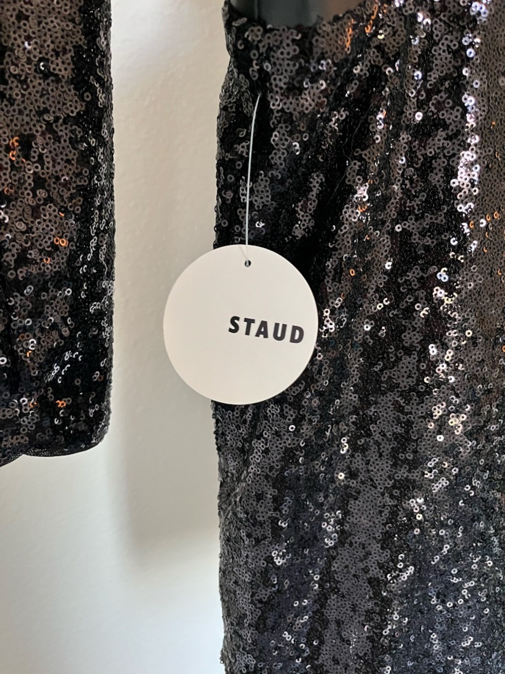 NWT STAUD | Dolce Long Sleeve Sequin Cutout Mini Dress in Black | Size Large - Picture 8 of 11